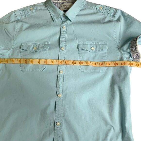 ANTHROPOLOGIE Paper Denim & Cloth Turquoise Button Front Shirt with Stretch Sz L - Picture 6 of 9